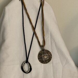 Two Lia Sophia Round Pendant Necklace and Two layer Necklace